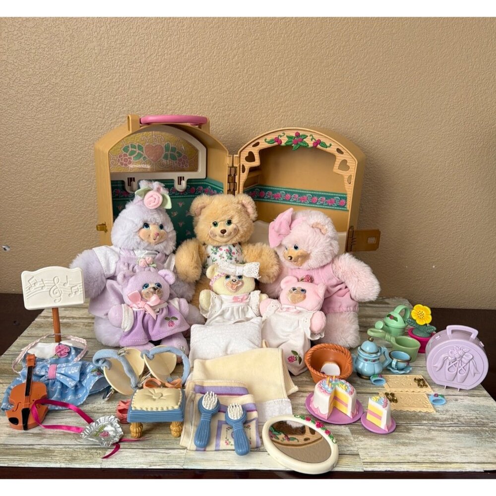 1990s Briarberry Bears Fisher Price Travel Case Plus Plush and Accessories Lot